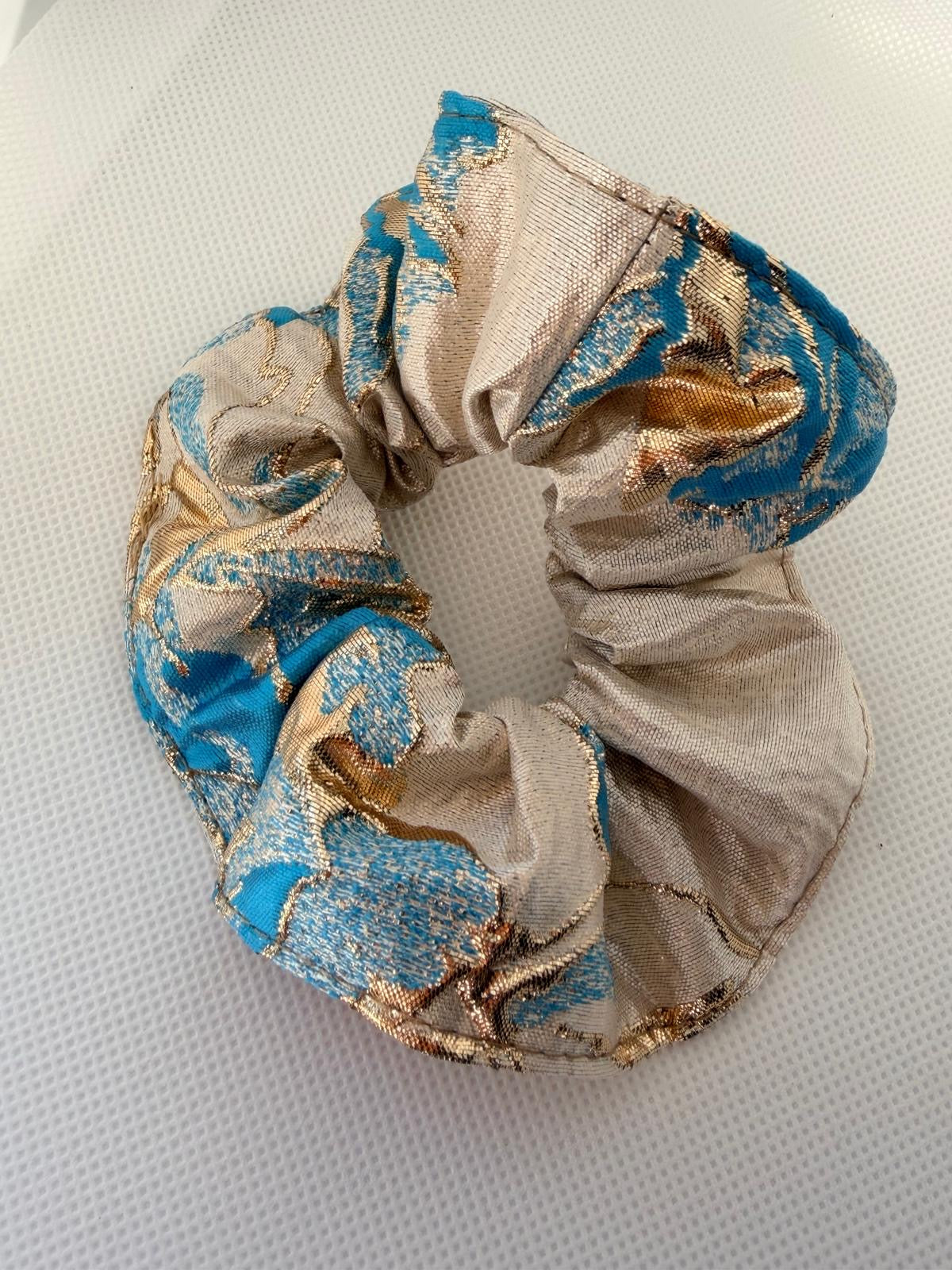 Elegance Azure Gold Scrunchie