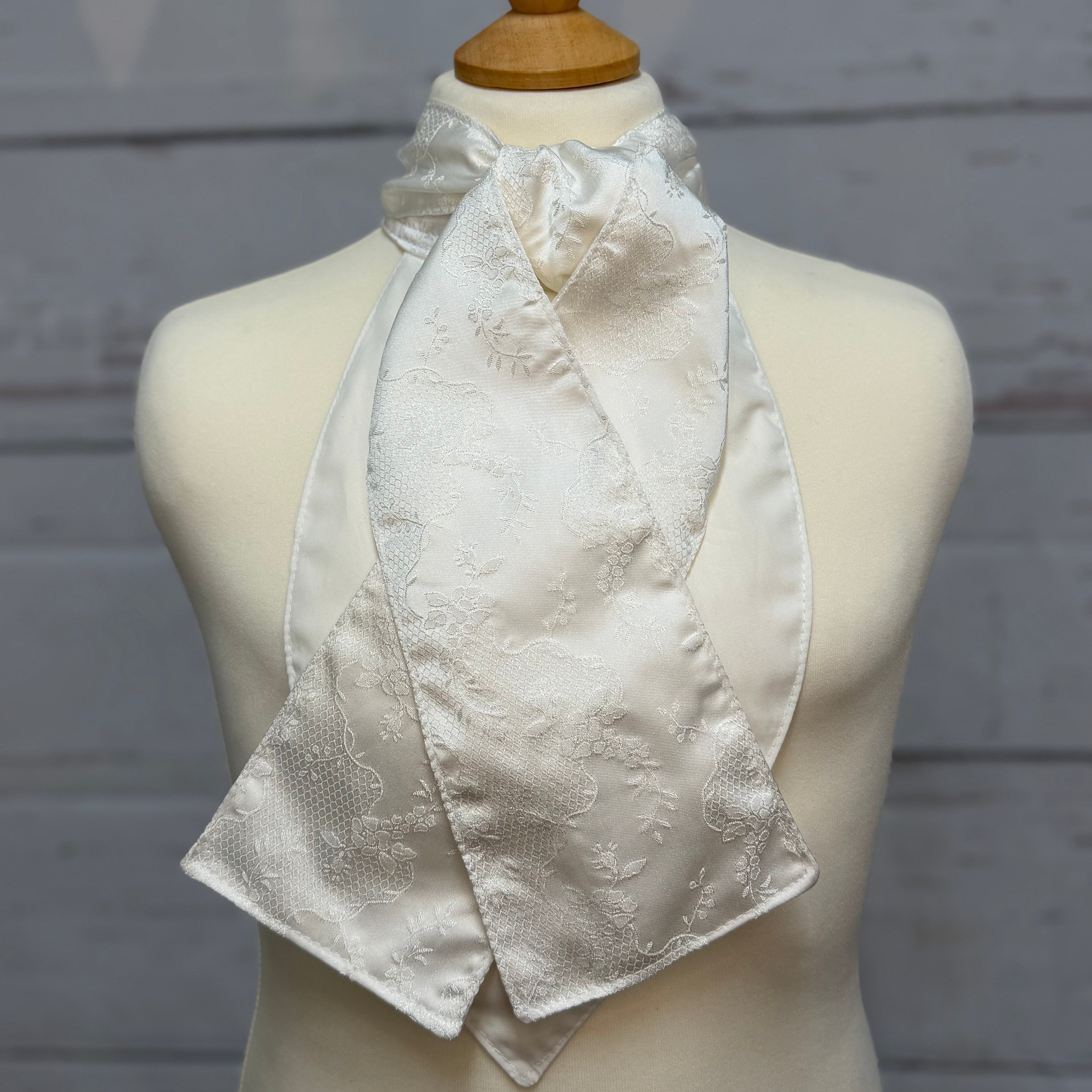 Children's Traditional Brocade Velcro Self-Tie White