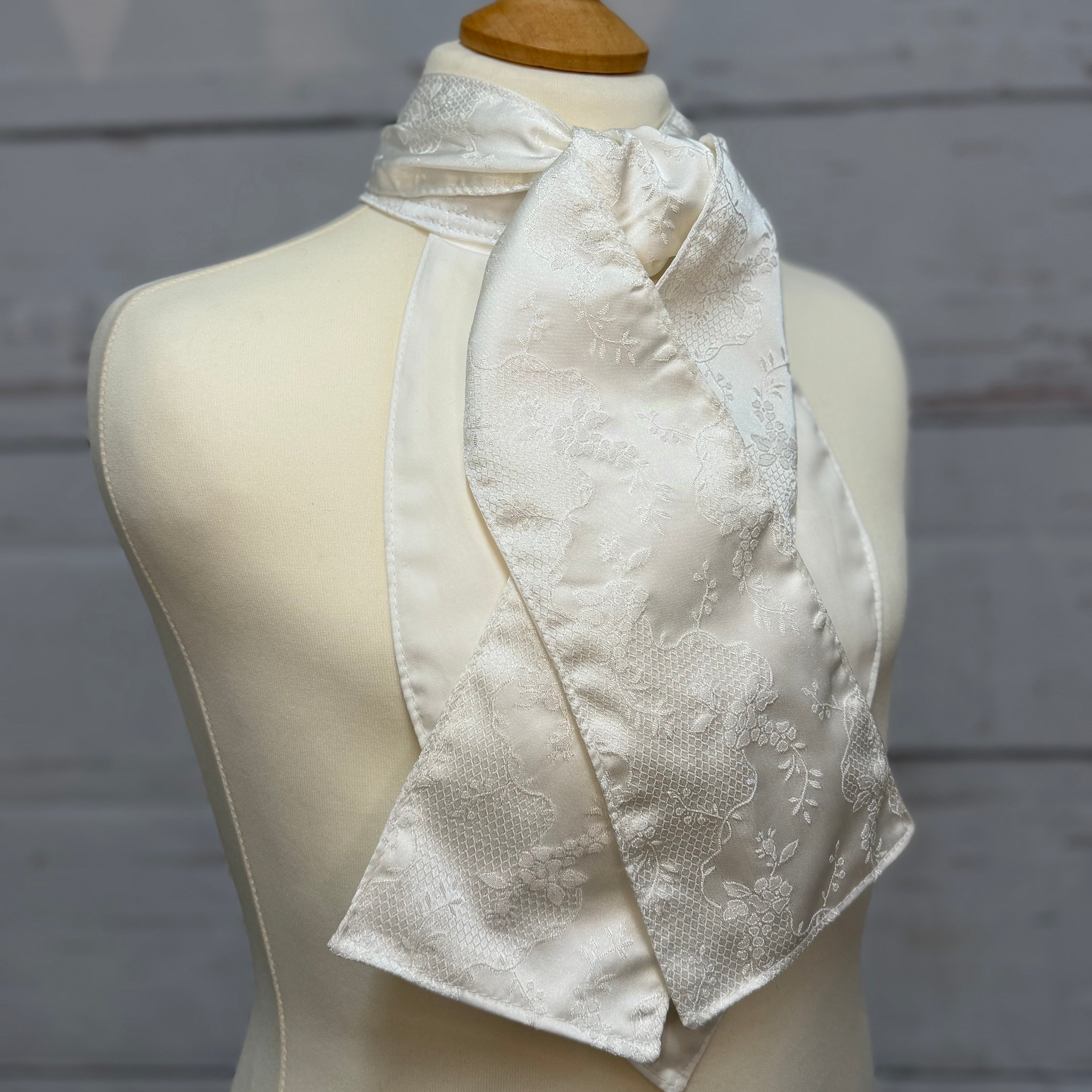 Children's Traditional Brocade Velcro Self-Tie White