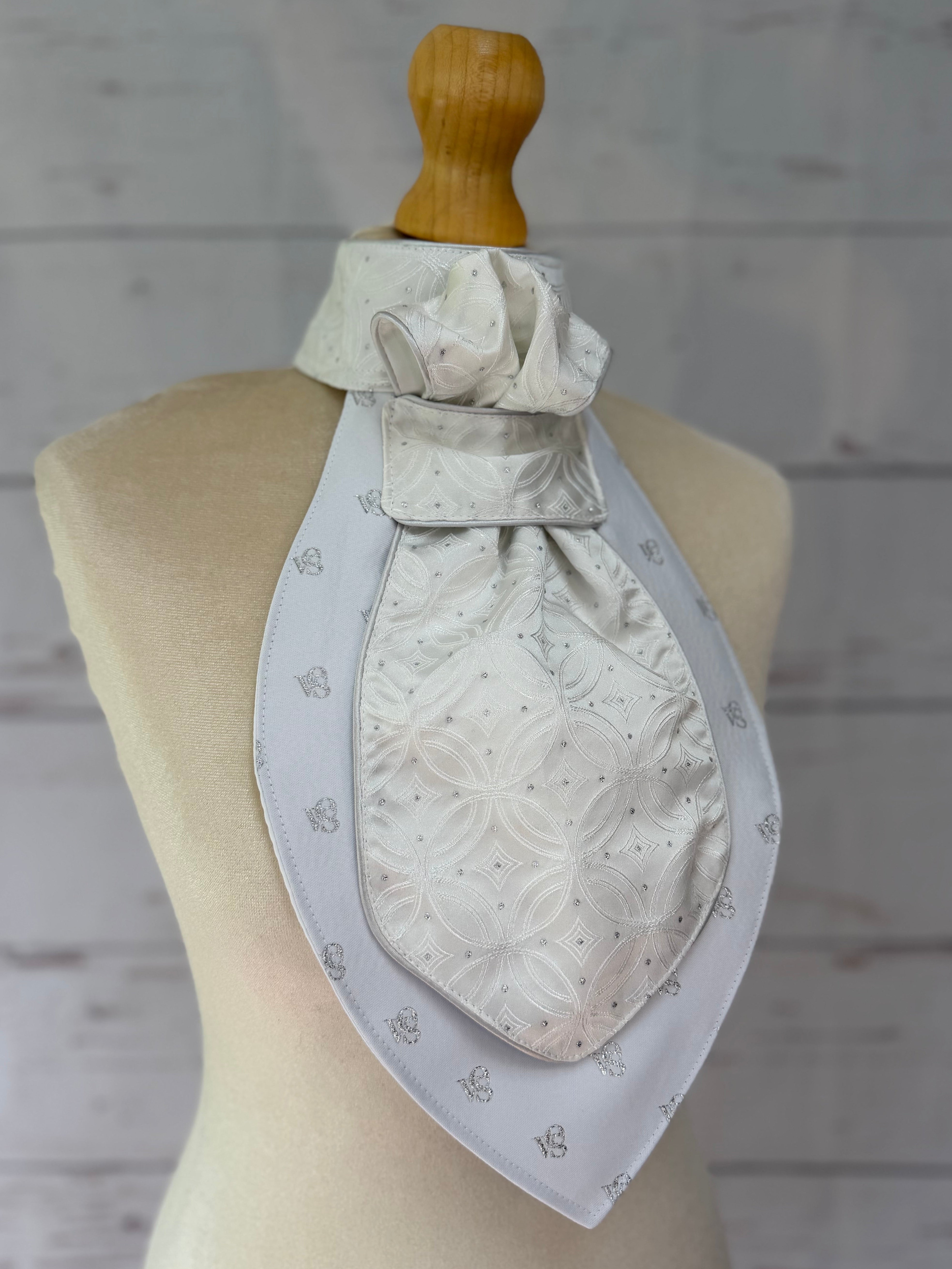 an equestrian ready tied stock tie on a mannequin 