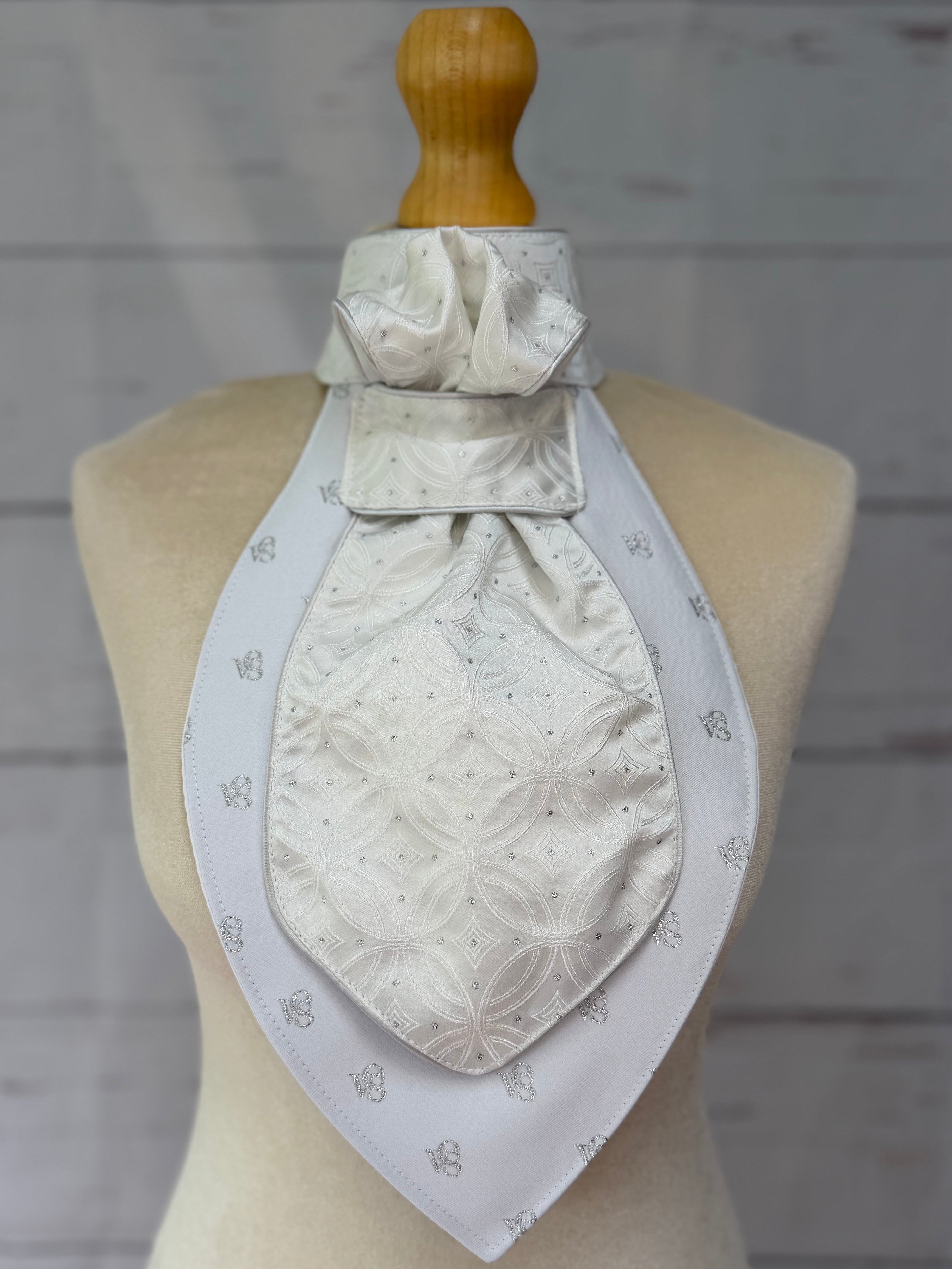 an equestrian ready tied stock tie on a mannequin 